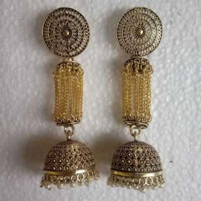 Oxidised Gold Plated Chained Jhumka Earring Profile Picture